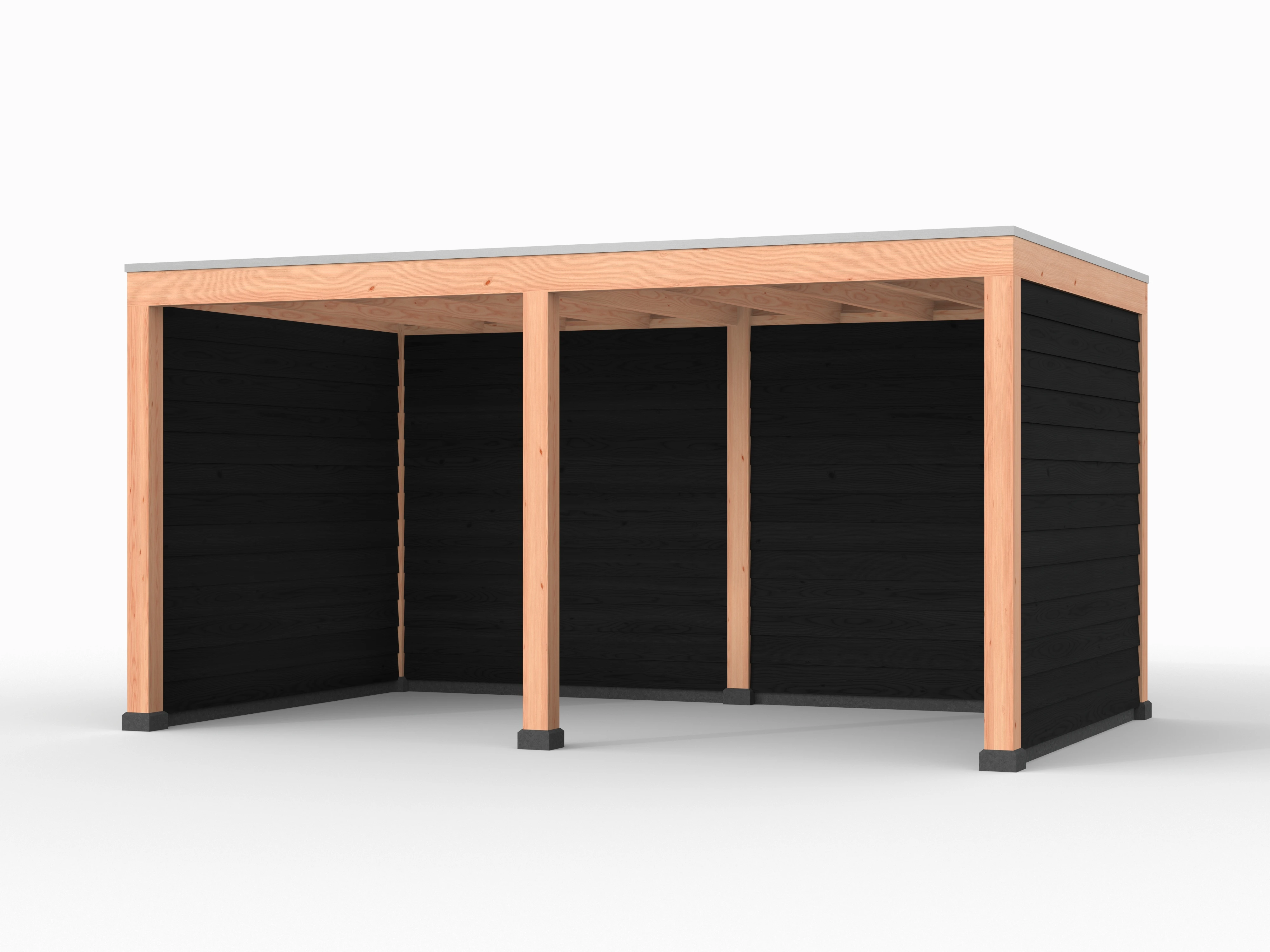 Douglas overkapping, 500 x 300, met achterwand en twee zijwanden, Westwood Elegant zwart - Afbeelding 1